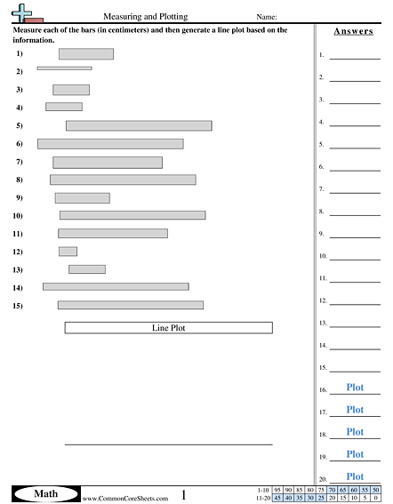 Line Plot Worksheets - Measuring and Plotting  worksheet